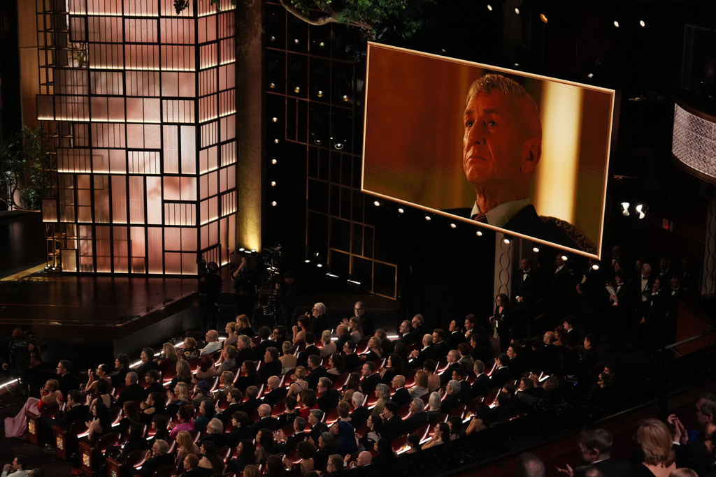 Sean Penn wins the award for best performance by an actor in a supporting role for "One Battle After Another" during the Oscars on Sunday, March 15, 2026, at the Dolby Theatre in Los Angeles. (AP Photo/Chris Pizzello)