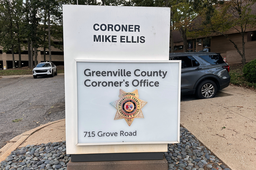The Greenville County Coroner's Office is seen in this photo on Tuesday, Sept. 22, 2026, in Greenville, S.C. (AP Photo/Jeffrey Collins)