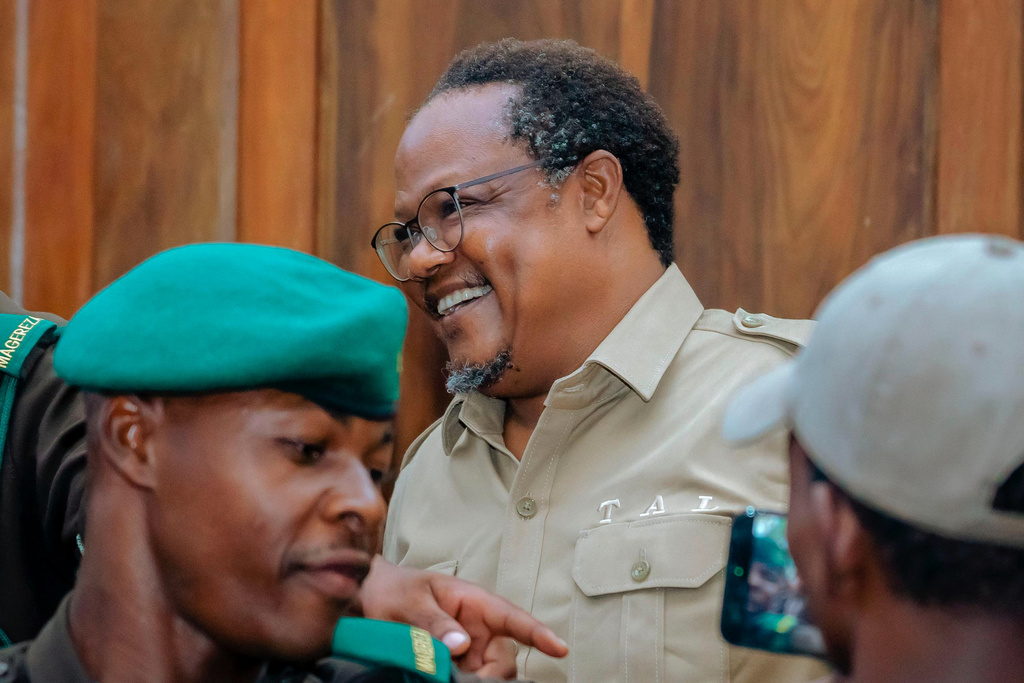 Main opposition leader Tundu Lissu arrives at the High Court of Tanzania as his treason trial continues before a three-judge bench in Dar es Salaam, Tanzania, Monday, Feb 9, 2026. (AP Photo/Florence Majani)