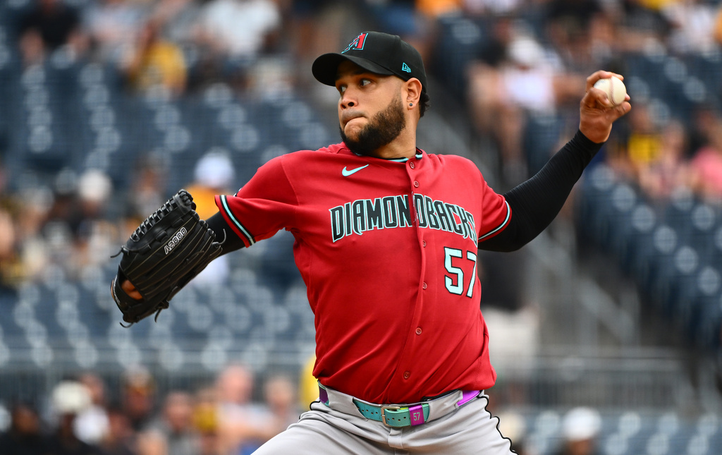 Arizona Diamondbacks pitcher Eduardo Rodriguez delivers in the second inning of a baseball game against the Pittsburgh Pirates in Pittsburgh, Wednesday, July 29, 2026. (AP Photo/Justin Berl)