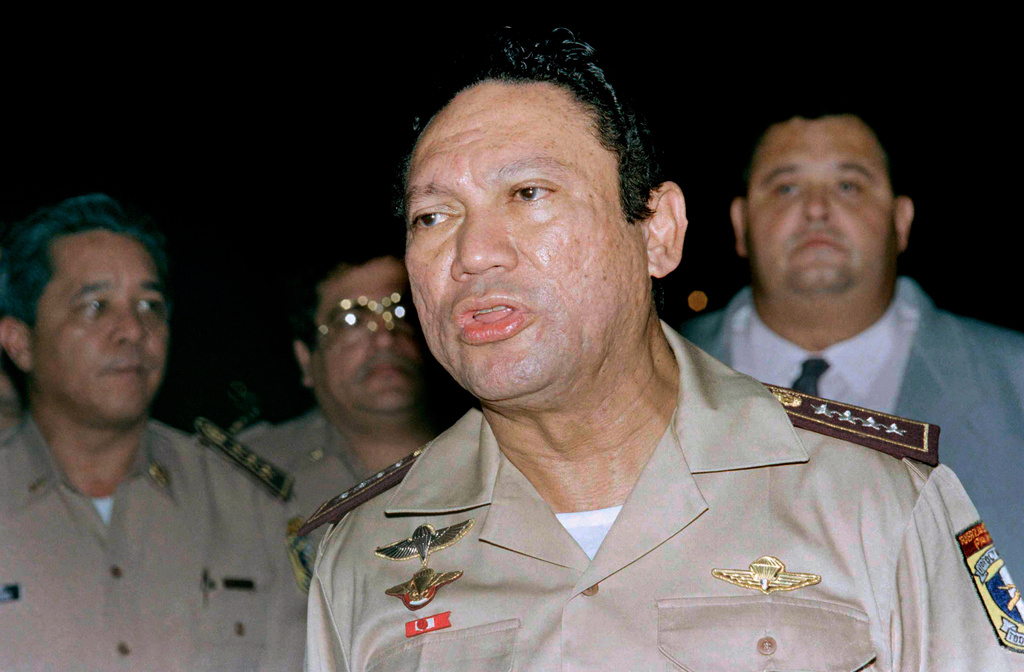 FILE - General Manuel Antonio Noriega speaks to the press in Panama in May 1989. (AP Photo, File)