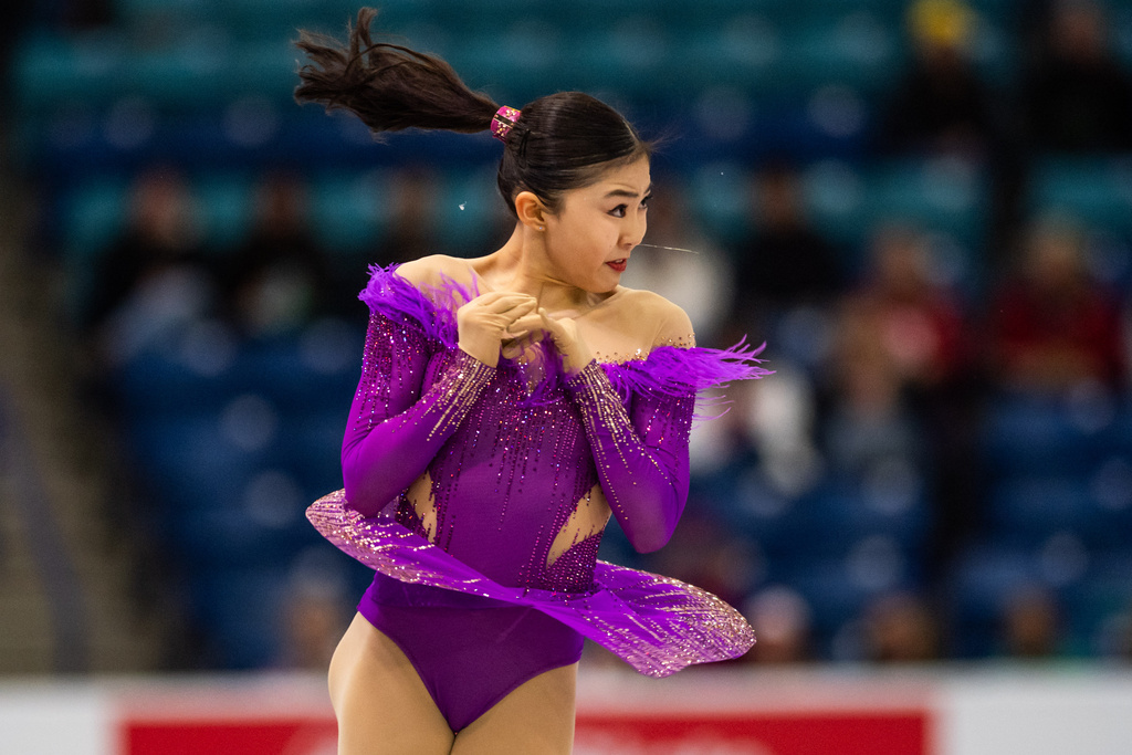 Mone Chiba of Japan skates in the Women's Short Program in the 2025 Skate Canada International event in Saskatoon, on Friday, October 31, 2025. (Matt Smith/The Canadian Press via AP)