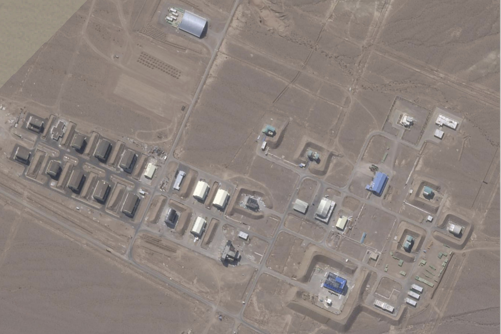 This satellite photo from Planet Labs PBC shows reconstruction efforts at Iran's Shahroud solid propellant plant outside of Shahroud, Iran, Sept. 5, 2025. (Planet Labs PBC via AP)