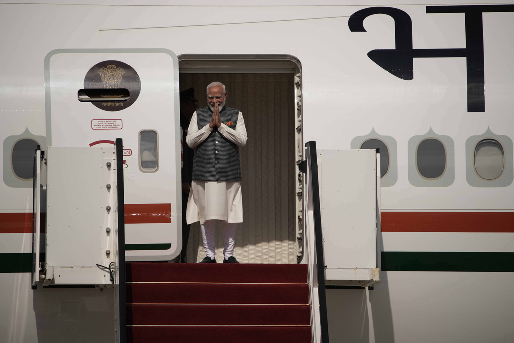 Indian Prime Minister Narendra Modi arrives to meet with Israel's Prime Minister Benjamin Netanyahu, at Ben Gurion Airport near Tel Aviv, Israel, Wednesday, Feb. 25, 2026. (AP Photo/Leo Correa)