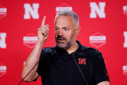 Nebraska head coach Matt Rhule speaks during an NCAA college football news conference in Lincoln, Neb., Monday, Oct. 20, 2025. (Nikos Frazier/Omaha World-Herald via AP) Nebraska head coach Matt Rhule speaks during an NCAA college football news conference in Lincoln, Neb., Monday, Oct. 20, 2025. (Nikos Frazier/Omaha World-Herald via AP)