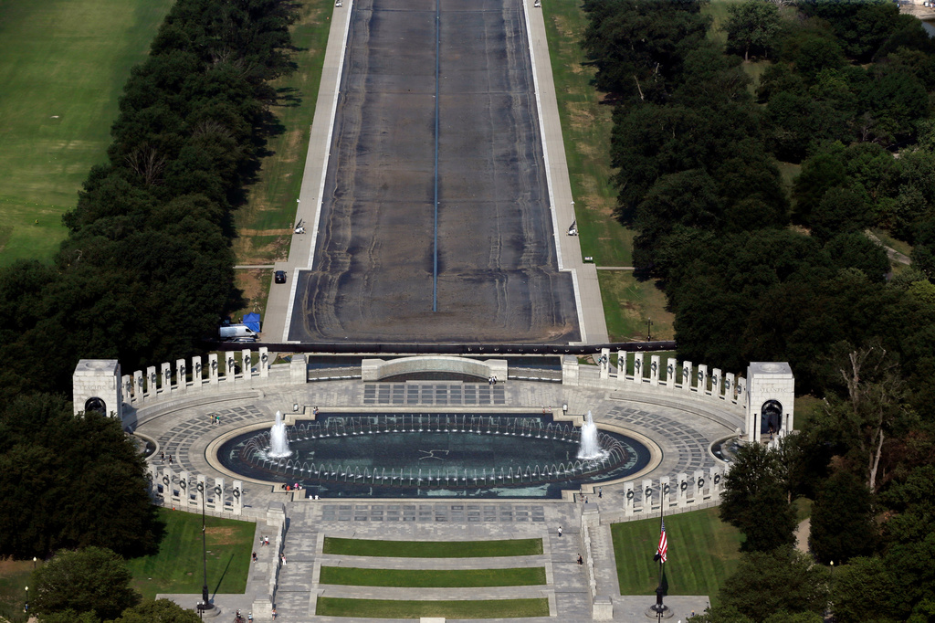 The Reflecting Pool is seen from the Washington Monument, Wednesday, July 15, 2026. in Washington. (AP Photo/Rahmat Gul)