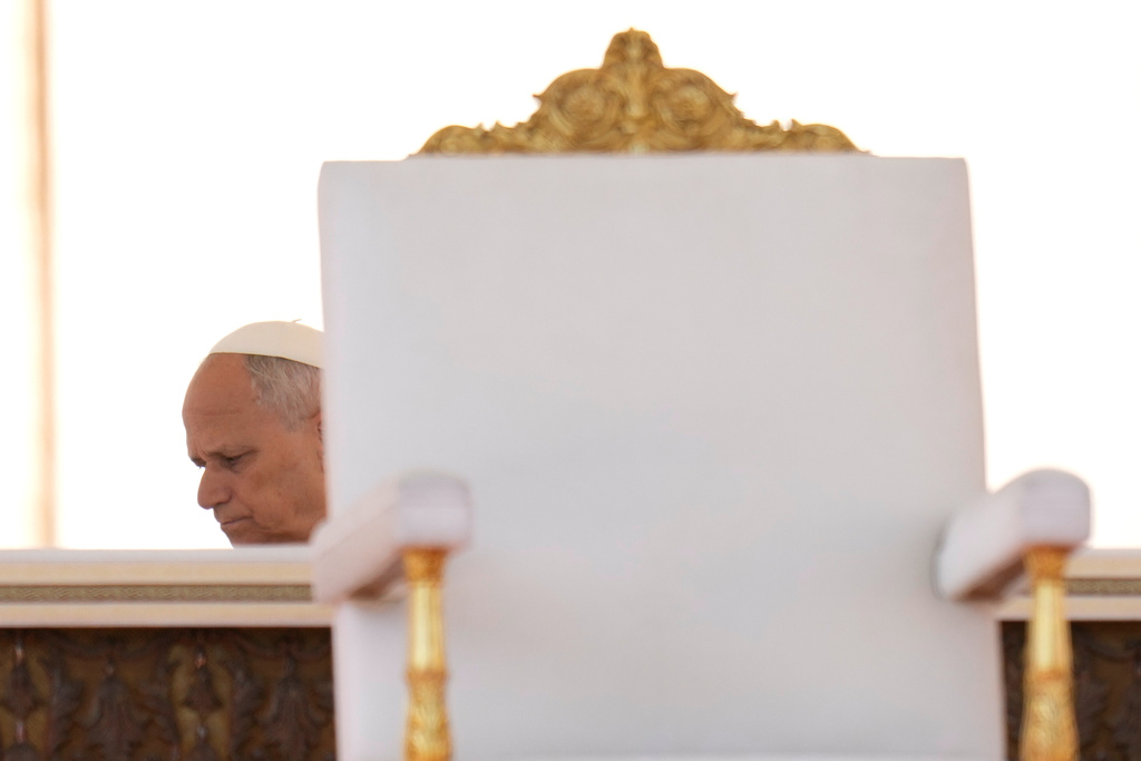Pope Leo XIV arrives for a Mass for the participants in the jubilee of ordained people in St. Peter's Square, at the Vatican, Thursday, Oct. 9, 2025. (AP Photo/Gregorio Borgia)