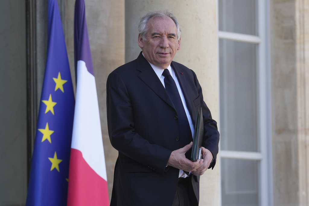 FILE - France's Prime Minister Francois Bayrou leaves the weekly cabinet meeting, Wednesday, March 19, 2025 at the Elysee Palace in Paris. (AP Photo/Thibault Camus, File)