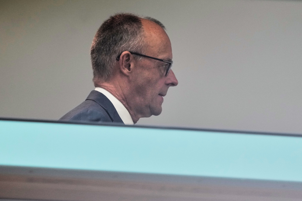 German chancellor Friedrich Merz is seen ahead of a press conference at the Christian Democratic Union (CDU) headquarters in Berlin, Germany, after yesterday's two state elections in Berlin and Mecklenburg-Western Pomerania, Monday, Sept. 21, 2026. (AP Photo/Markus Schreiber)