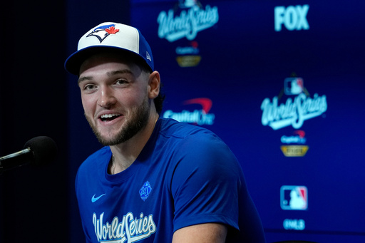 Toronto Blue Jays pitcher Trey Yesavage speaks during a World Series baseball media day, Thursday, Oct. 23, 2025, in Toronto. The Toronto Blue Jays face the Los Angeles Dodgers in Game 1 on Friday. (AP Photo/David J. Phillip) Toronto Blue Jays pitcher Trey Yesavage speaks during a World Series baseball media day, Thursday, Oct. 23, 2025, in Toronto. The Toronto Blue Jays face the Los Angeles Dodgers in Game 1 on Friday. (AP Photo/David J. Phillip)