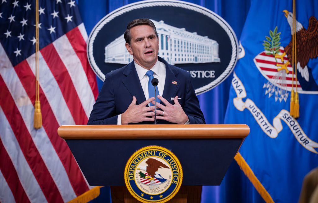 Deputy Attorney General Todd Blanche meets with reporters as the Justice Department announces the release of three million pages of documents in the latest Jeffrey Epstein disclosure in Washington, Friday, Jan. 30, 2026. (AP Photo/J. Scott Applewhite)