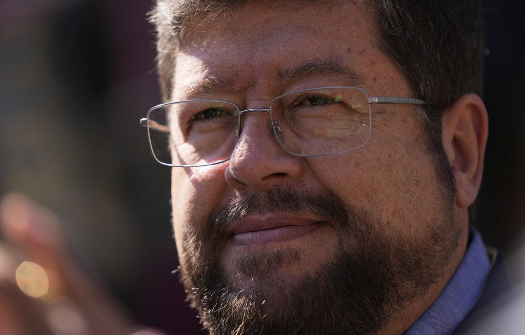FILE - Bolivian presidential candidate Samuel Doria Medina attends his campaign rally ahead of the upcoming presidential election, in La Paz, Bolivia, July 12, 2025. (AP Photo/Juan Karita, File)