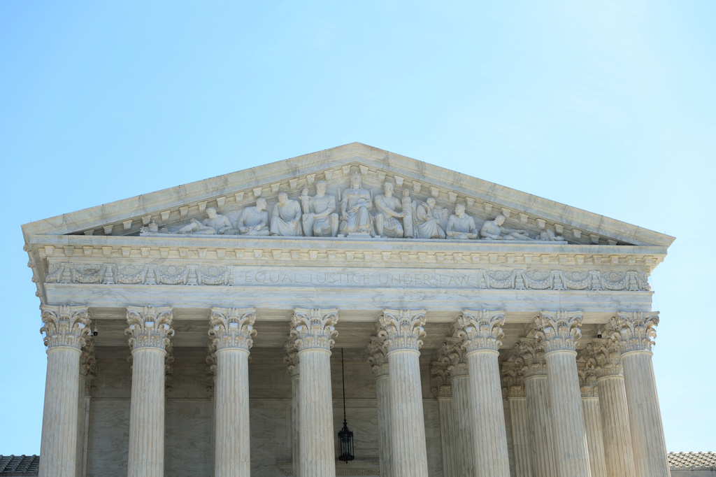 The U.S. Supreme Court is seen in Washington, Wednesday, April 1, 2026. (AP Photo/Tom Brenner)