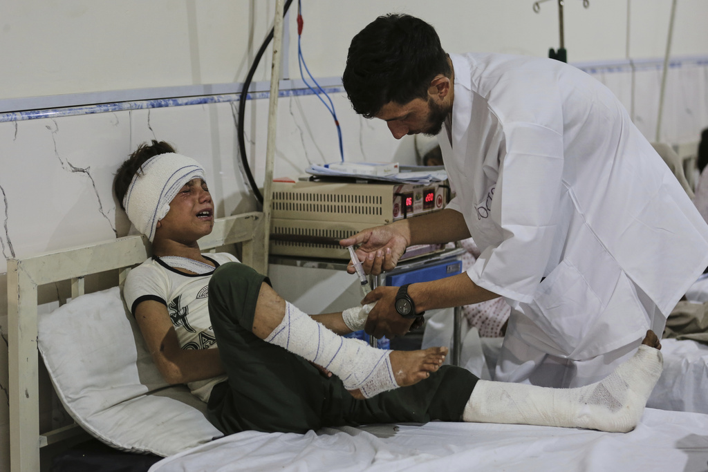 An Afghan boy injured in a powerful earthquake that struck eastern Afghanistan on Sunday receives treatment at Nangarhar Regional Hospital in Jalalabad, Afghanistan, Wednesday, Sept. 3, 2025. (AP Photo/Siddiqullah Alizai)