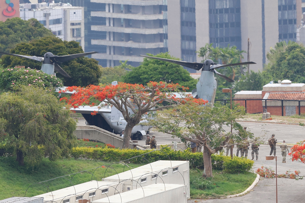 U.S. Embassy holds emergency and air evacuation drill in Caracas, Venezuela, Saturday, May 23, 2026. (AP Photo/Pedro Mattey)