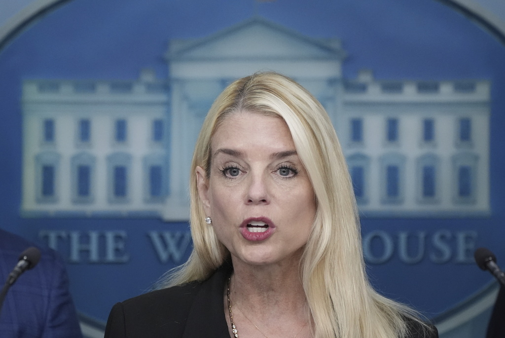FILE - Attorney General Pam Bondi, speaks during a news conference at the White House, Aug. 11, 2025, in Washington. (AP Photo/Alex Brandon, File)