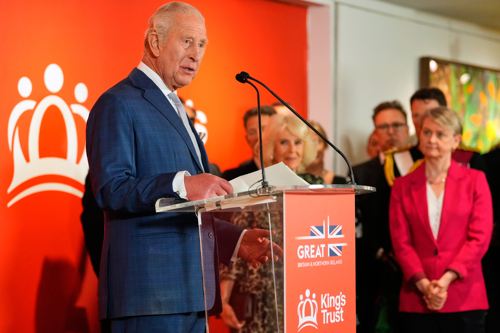 Britain's King Charles III speaks during a cultural reception Wednesday, April 29, 2026, in New York. (AP Photo/Yuki Iwamura, Pool)