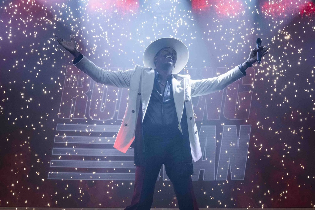 This image released by Paramount Pictures shows Colman Domingo in a scene from "The Running Man." (Ross Ferguson/Paramount Pictures via AP)