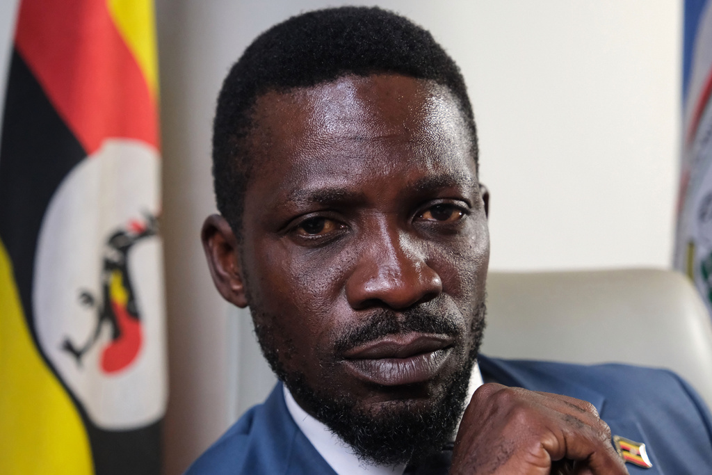 Uganda's leading opposition presidential candidate, Bobi Wine, poses for a photo at the National Unity Platform party office in Kampala, Uganda, Thursday, Jan. 1, 2026. (AP Photo/Hajarah Nalwadda)