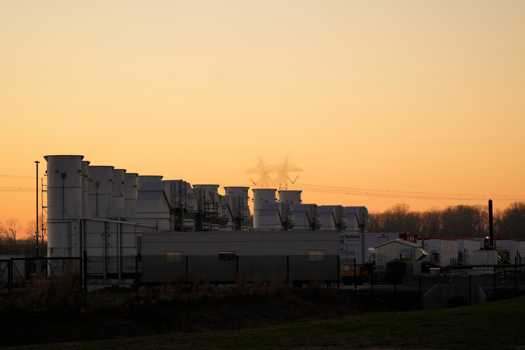 FILE - Gas turbines are seen at the xAI facility, Monday, Dec. 15, 2025, in Memphis, Tenn. (AP Photo/George Walker IV, File)