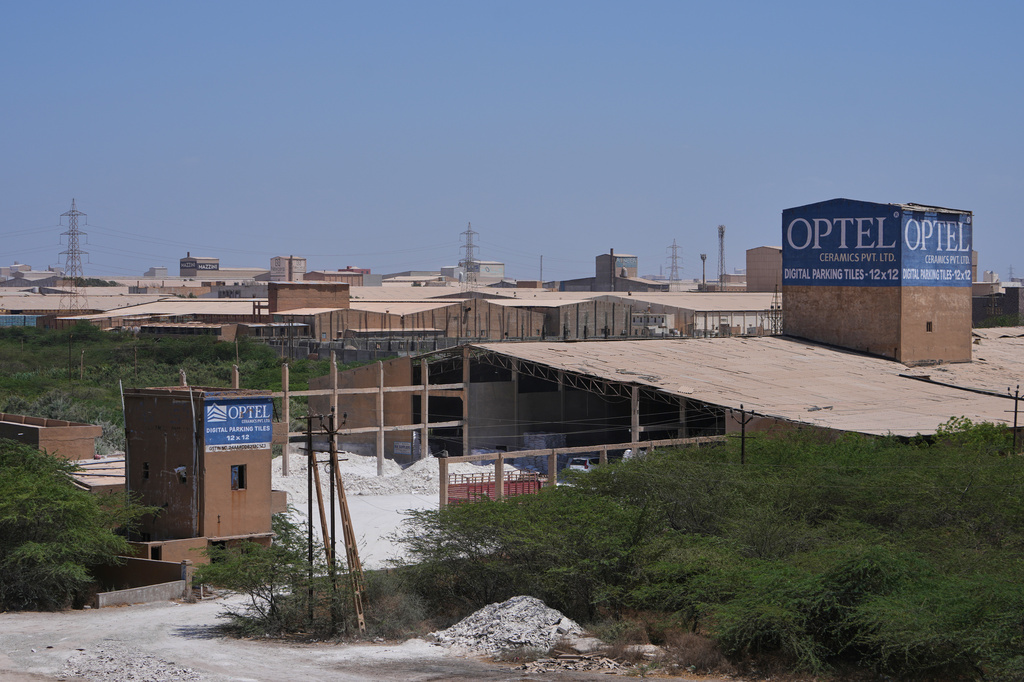 A closed ceramics factory is seen following fuel shortage caused by the ongoing war in Iran, in Morbi, in the Indian state of Gujarat, Wednesday, April 8, 2026. (AP Photo/Ajit Solanki)