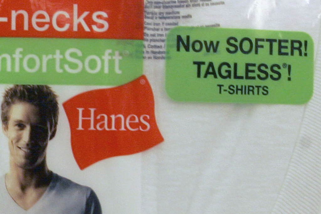 FILE- In this April 21, 2008 file photo, Hanes underwear is seen on display at a store in Charlotte, N.C. (AP Photo/Chuck Burton, file)
