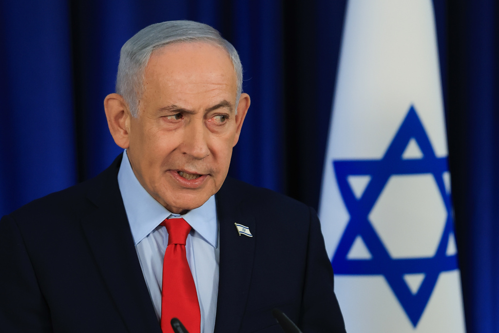 Israeli Prime Minister Benjamin Netanyahu speaks during a press conference in Jerusalem, Thursday, March 19, 2026. (Ronen Zvulun, Pool Photo via AP)