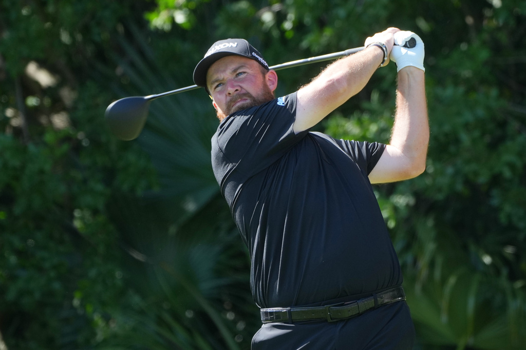 Shane Lowry of Ireland hits from the third tee during the final round of the Cognizant Classic golf tournament, Sunday, March 1, 2026, in Palm Beach Gardens, Fla. (AP Photo/Marta Lavandier)
