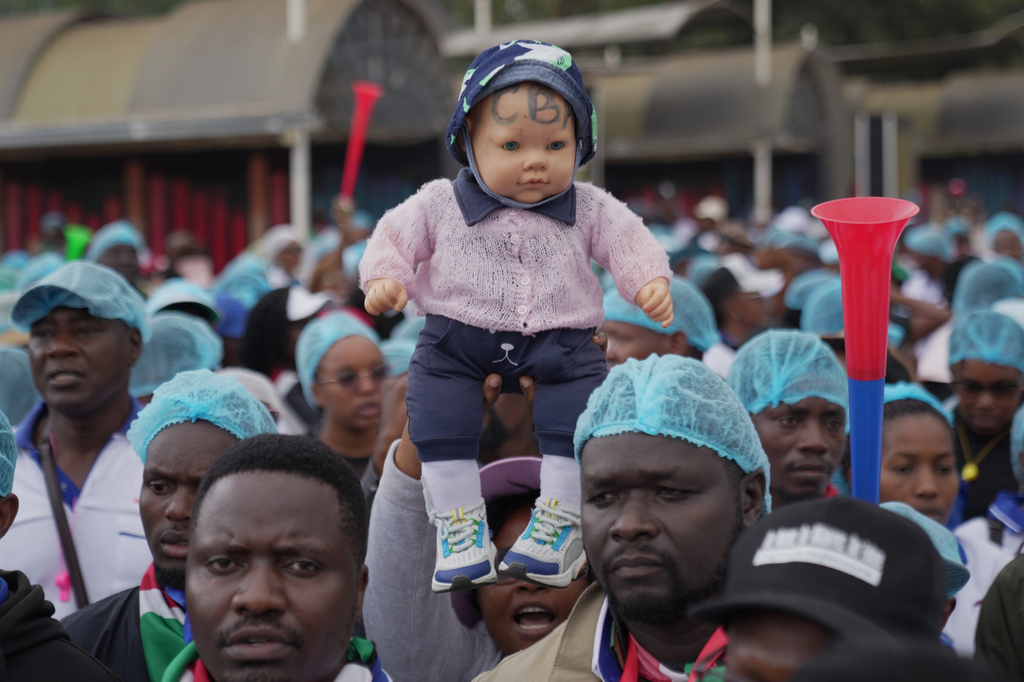 Kenyan nurses and other health workers demonstrate over low pay in Nairobi, Kenya Tuesday, Sept. 8, 2026. (AP Photo/Brian Inganga)