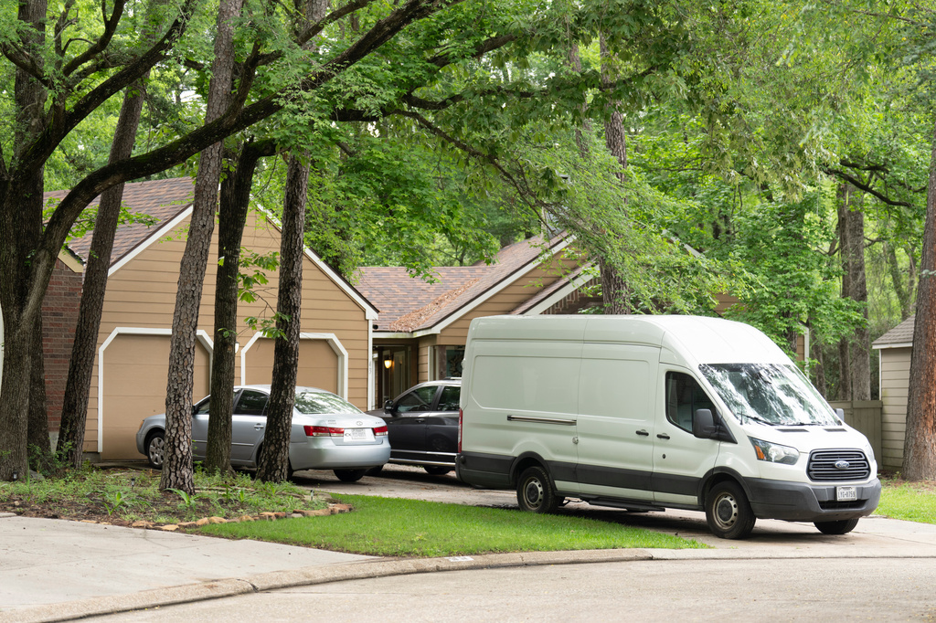 The home of Daniel Moreno-Gama is seen after the FBI raided his home in Spring, Texas, Monday, April 13, 2026. (Jason Fochtman/Houston Chronicle via AP)