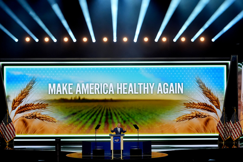 Health and Human Services Secretary Robert F. Kennedy Jr., speaks at the Republican convention Thursday, Sept. 10, 2026, in Dallas. (AP Photo/Tony Gutierrez)