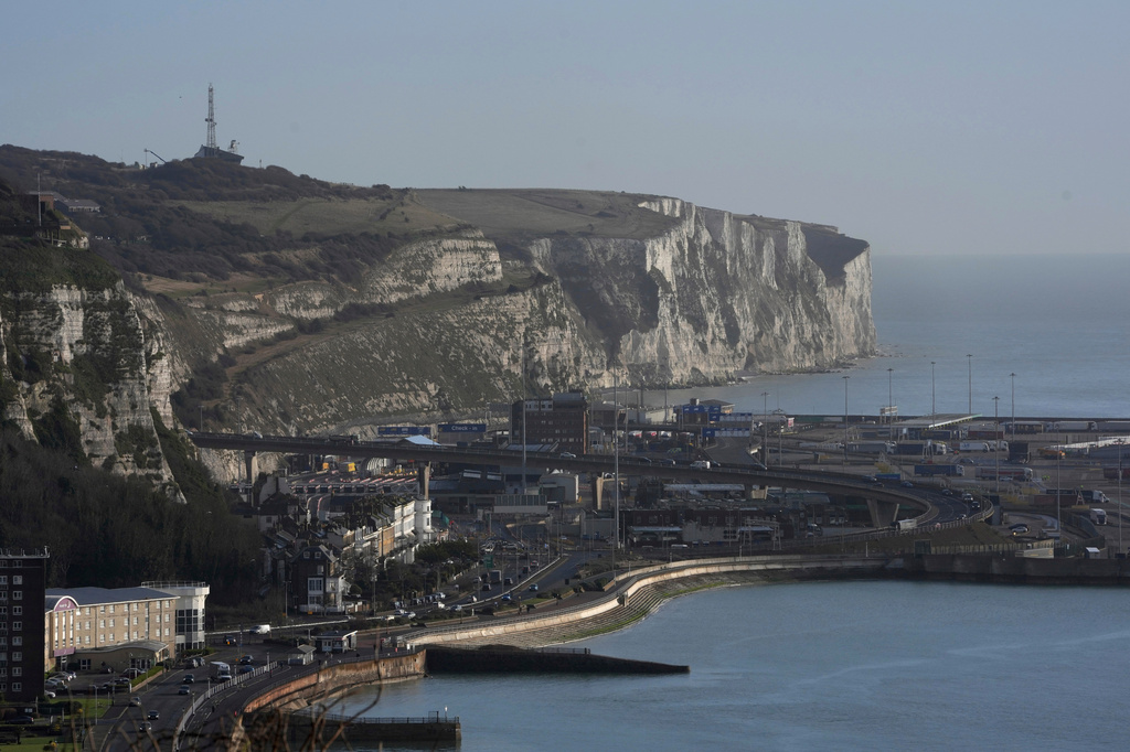 FILE - A general view of the port of Dover with the coastguard station, top left, in Dover, England, Feb. 26, 2025. (AP Photo/Kin Cheung, File)
