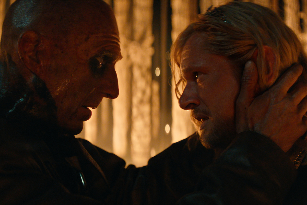 This image released by Sony Pictures shows Ralph Fiennes, left, and Jack O’Connell in a scene from "28 Years Later: The Bone Temple." (Columbia Pictures/Sony Pictures via AP)