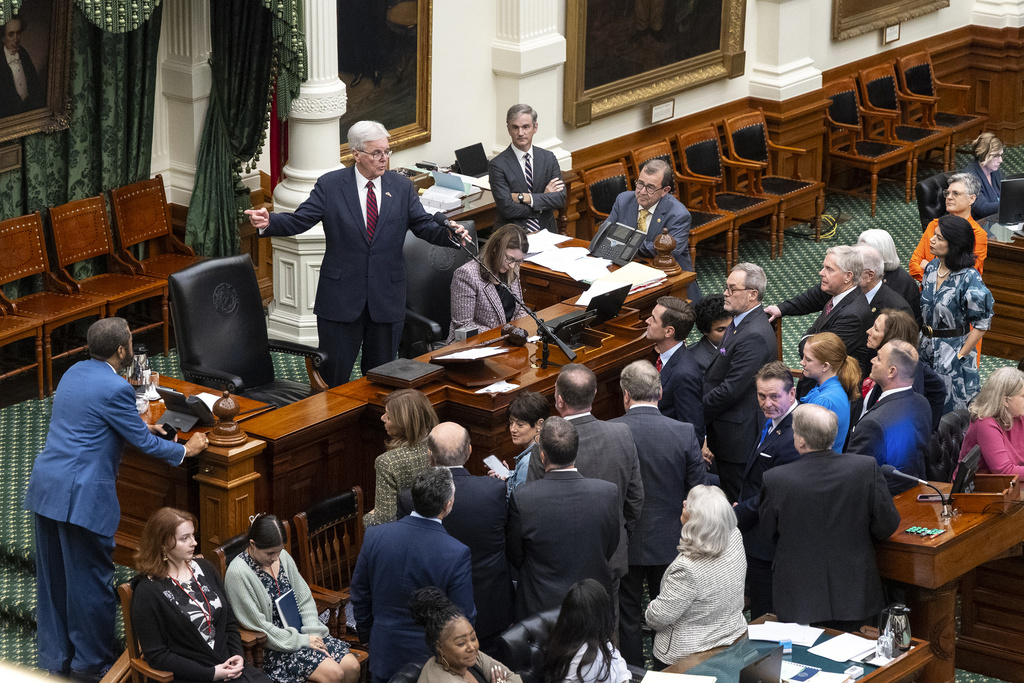 Texas Lt. Gov. Dan Patrick speaks to lawmakers during a special session in the Senate Chamber at the Texas Capitol in Austin, Texas, Saturday, Aug. 23, 2025. (AP Photo/Stephen Spillman)