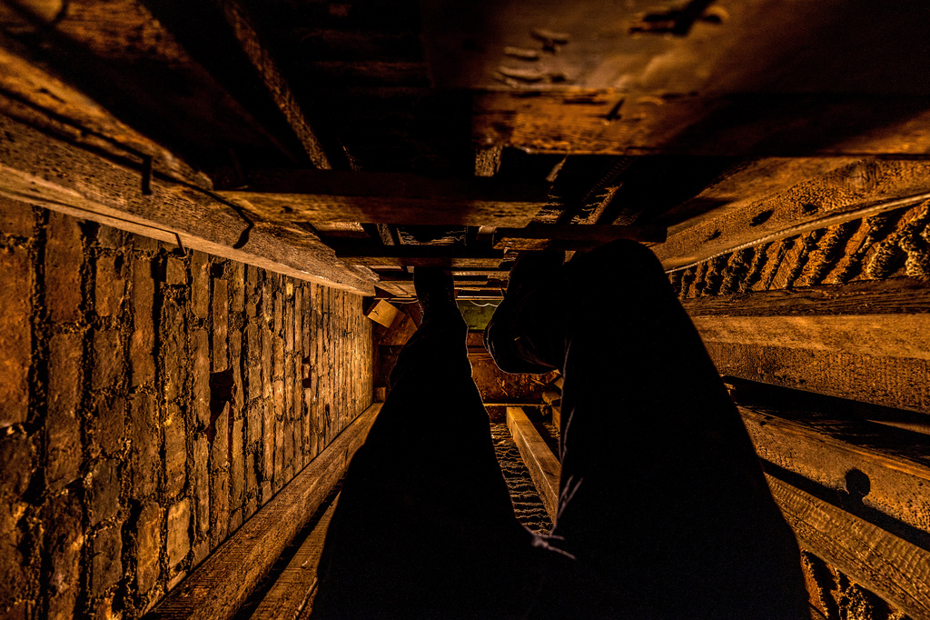 A passageway, believed to have been used as part of the Underground Railroad, is hidden in the base of a dresser inside the Merchant’s House Museum in New York on Feb. 19, 2026. (Max Touhey/Merchant's House Museum via AP)