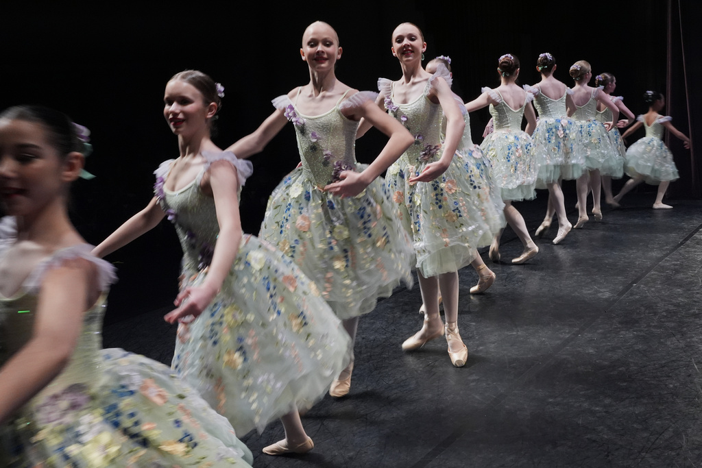 Dancers perform Le Corsaire Le Jardin Anime for Ensemble Competition during the Youth America Grand Prix (YAGP) Semi-Finals at Dominican University Performing Arts Center in River Forest, Ill., Sunday, Feb. 8, 2026. (AP Photo/Nam Y. Huh)