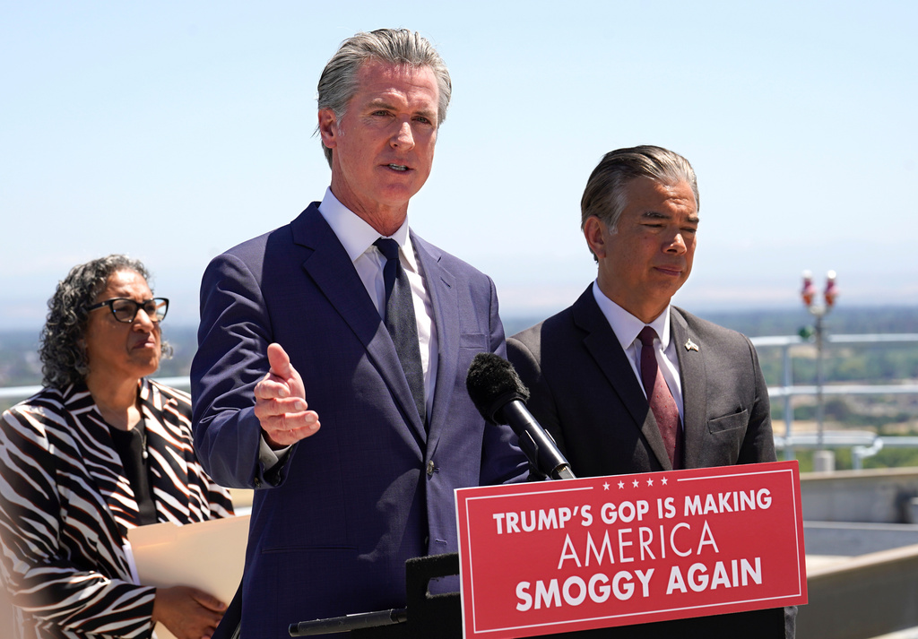 FILE - Calif. Gov. Gavin Newsom discusses the U.S. Senate vote against California Emissions rules which include the ban on the sale of new gas powered cars by 2035 during a news conference in Sacramento, Calif., May 22, 2025. (Photo/Rich Pedroncelli, File)