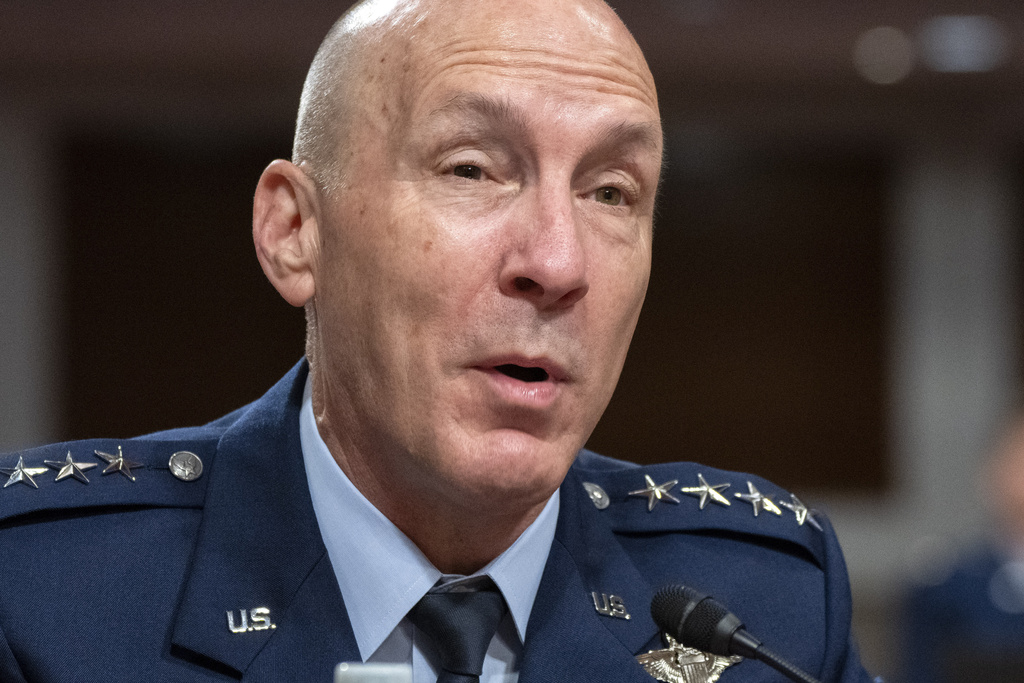 FILE - Gen. David Allvin testifies during a Senate Armed Services Committee nominations hearing on his reappointment to the grade of General and to be U.S. Air Force Chief of Staff, Sept. 12, 2023, on Capitol Hill in Washington. (AP Photo/Jacquelyn Martin, File)