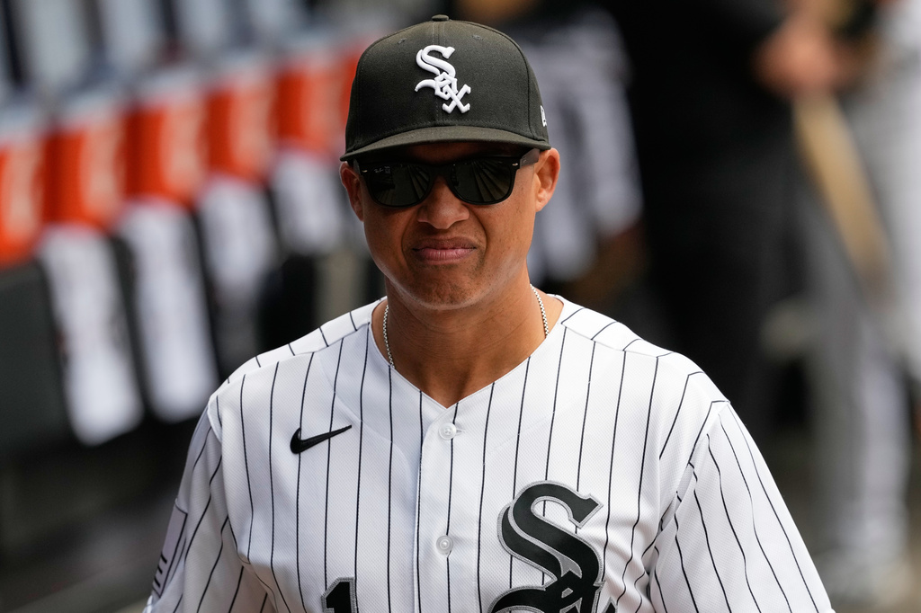 Chicago White Sox manager Will Venable looks to the field before a baseball game against the Boston Red Sox in Chicago, Thursday, July 9, 2026. (AP Photo/Nam Y. Huh)
