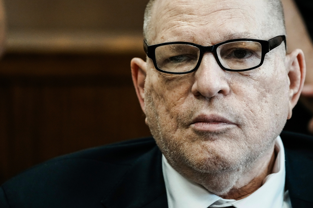 Harvey Weinstein appears in Manhattan criminal court on Friday, April 17, 2026, in New York. (AP Photo/Eduardo Munoz Alvarez, Pool)