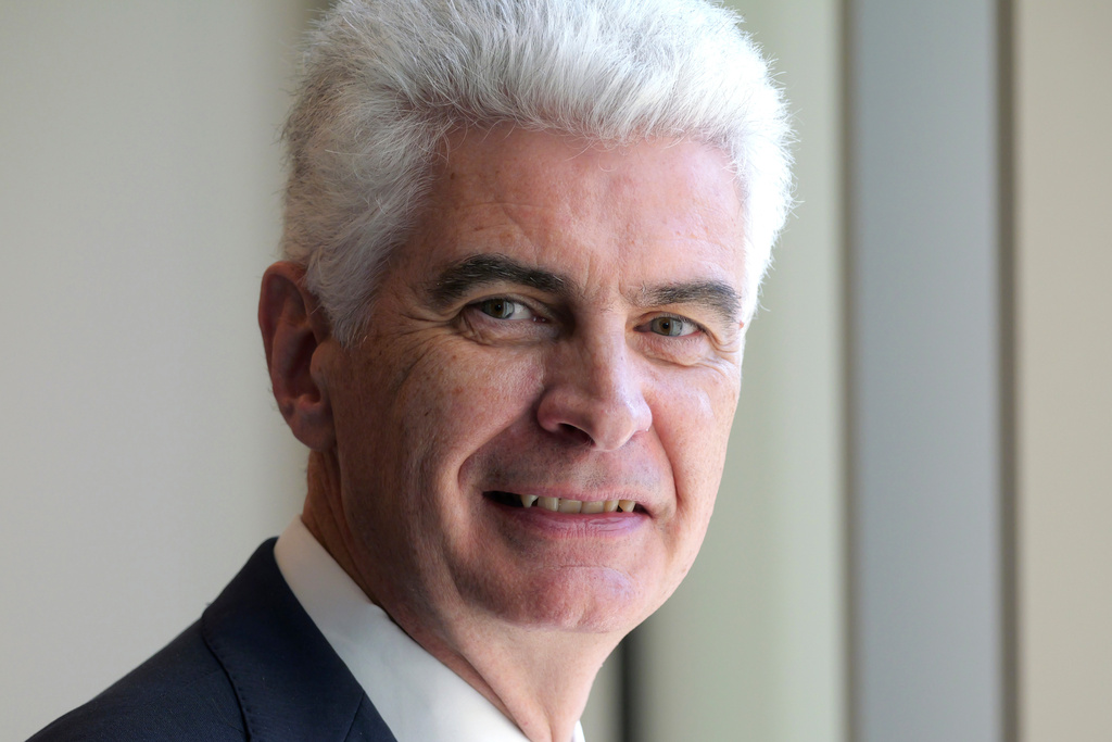 FILE - The Church of Jesus Christ of Latter-day Saints Presiding Bishop Gérald Caussé, the church's head of worldwide temple building, smiles during an interview June 21, 2024, in Provo, Utah. (AP Photo/Rick Bowmer, File)