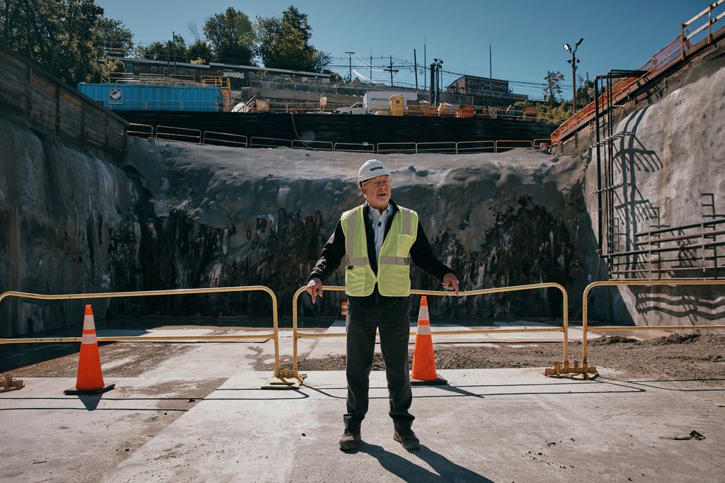 James Starace, chief of program delivery for the Gateway Development Commission, speaks during a media tour of the Palisades Tunnel Project, part of the Gateway Program, on Tuesday, May 12, 2026, in North Bergen, N.J. (AP Photo/Andres Kudacki)