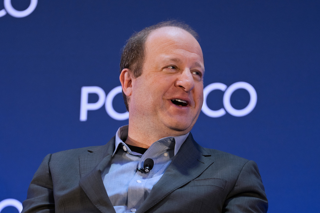 Gov. Jared Polis, D-Colo., speaks at an event at the National Governors Association Winter Meeting, Thursday, Feb. 19, 2026, in Washington. (AP Photo/Allison Robbert)