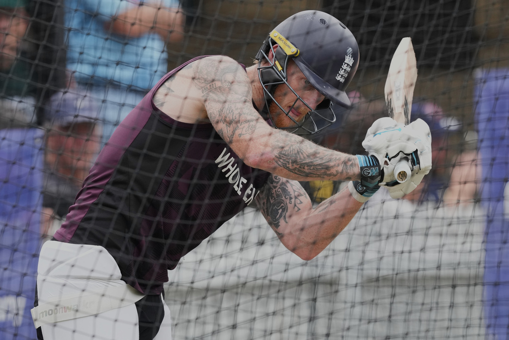 England's Ben Stokes bats during a practice session ahead of the fifth and final Ashes cricket test between England and Australia in Sydney, Australia, Friday, Jan. 2, 2026. (AP Photo/Mark Baker)