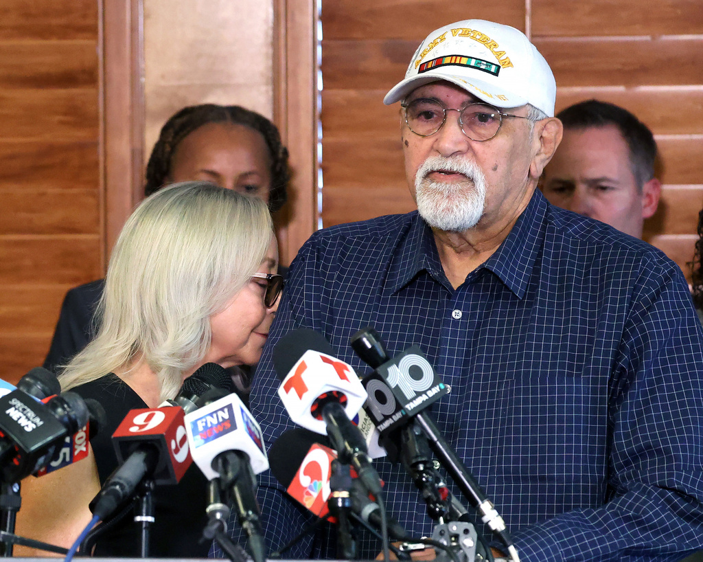 Family members of Kevin Zavala —including Zavala's mother Ana Zavala and father Carlos Rodriguez Ortiz, answer questions during a press conference in Orlando, Fla., Wednesday, Sept. 24, 2025. (Joe BurbankOrlando Sentinel via AP)