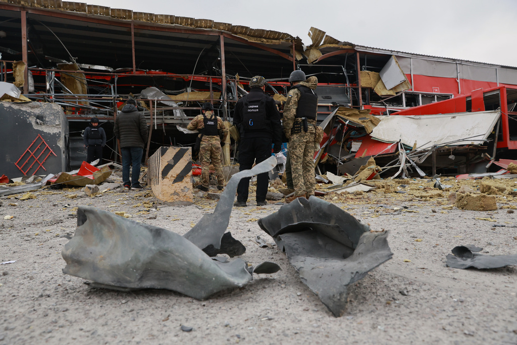 A post office storehouse ruined by Russia's missile in Zaporizhzhia, Ukraine, Tuesday, March 17, 2026. (AP Photo/Kateryna Klochko)