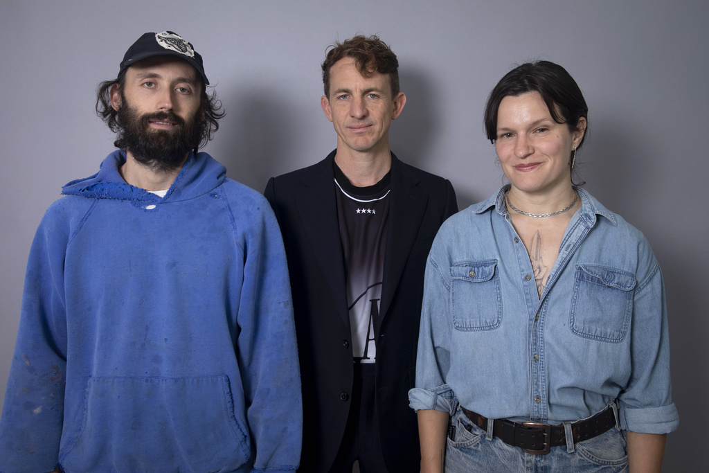 James Krivchenia, from left, Buck Meek, and Adrianne Lenker of the band Big Thief pose for a portrait on Tuesday, Sept. 2, 2025, in New York. (Photo by Andy Kropa/Invision/AP)