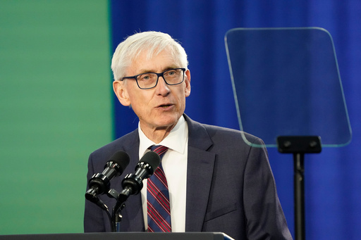 FILE - Wisconsin Gov. Tony Evers speaks prior to President Joe Biden's appearance at an event about canceling student debt, Monday, April 8, 2024, at the Madison Area Technical College Truax campus in Madison, Wis. (AP Photo/Kayla Wolf, File) FILE - Wisconsin Gov. Tony Evers speaks prior to President Joe Biden's appearance at an event about canceling student debt, Monday, April 8, 2024, at the Madison Area Technical College Truax campus in Madison, Wis. (AP Photo/Kayla Wolf, File)