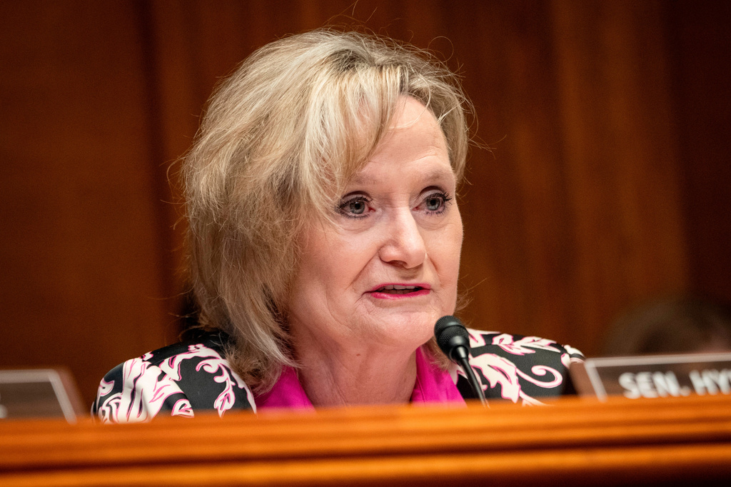 FILE - Sen. Cindy Hyde-Smith, R-Miss., speaks during a hearing on Capitol Hill in Washington, on May 2, 2024. (AP Photo/Jacquelyn Martin, File)