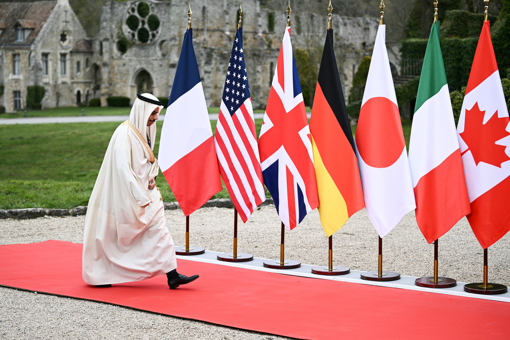 Saudi Arabia's Foreign Minister Faisal bin Farhan arrives to attend a G7 Foreign Ministers' meeting at the Vaux-de-Cernay Abbey in Cernay-la-Ville outside Paris, Friday, March 27, 2026. (Brendan Smialowski/Pool Photo via AP)
